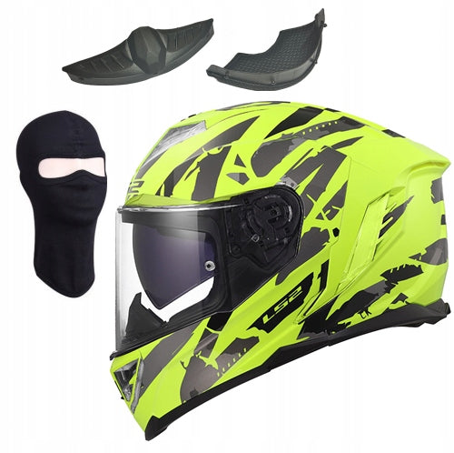 LS2 FF818 STORM III KAOS H-V YELLOW sport integral helmet with XS blend