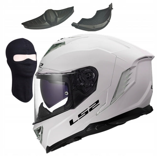 LS2 FF818 STORM III SOLID GLOSS WHITE sport integral helmet with XXS blend