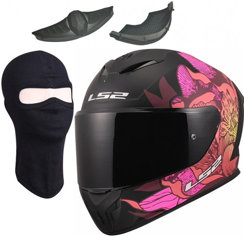 LS2 FF820 RAPID III POPPIES II BLACK PINK motorcycle integral helmet XL