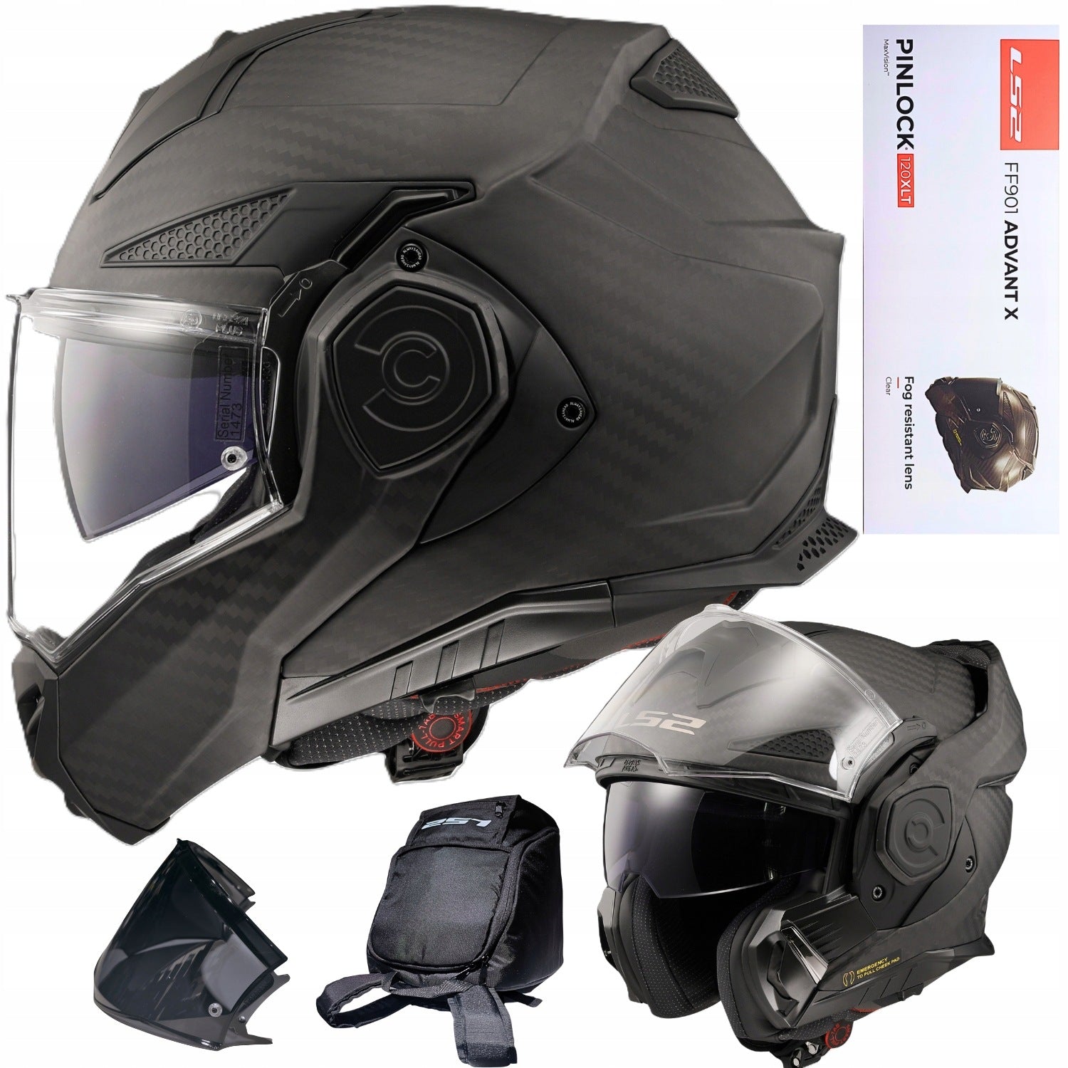 LS2 FF901 ADVANT X Carbon Modular Helmet ECE 22.06 Pinlock 2 Glass M 57-58