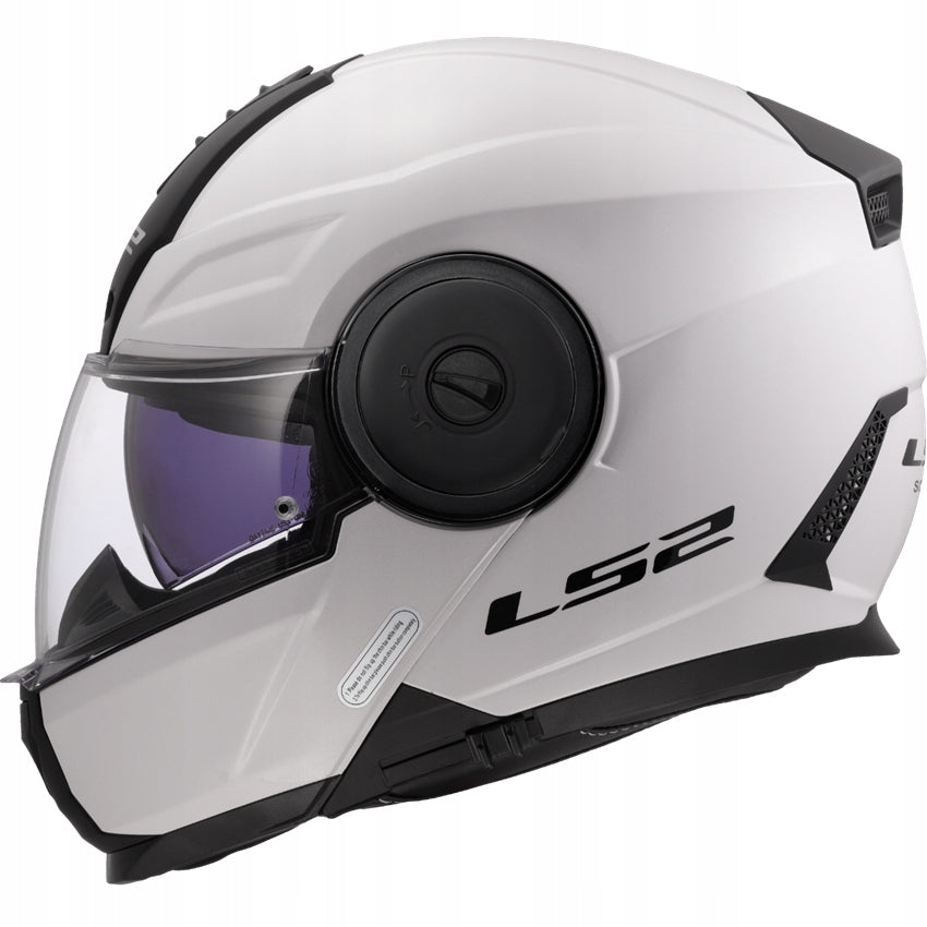 LS2 FF902 SCOPE II SOLID GLOSS WHITE modular jaw helmet with XL blend