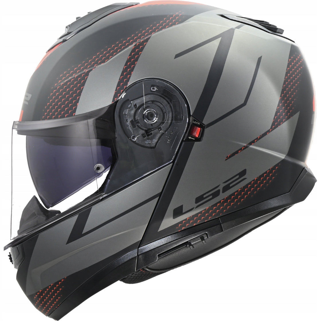 LS2 FF908 STROBE II CODE M. BLACK GREY -06 MOTORCYCLE HELMET JAW L