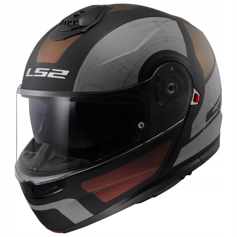 LS2 FF908 STROBE II ORION MATT BLACK PURPLE jaw helmet with XXL blend