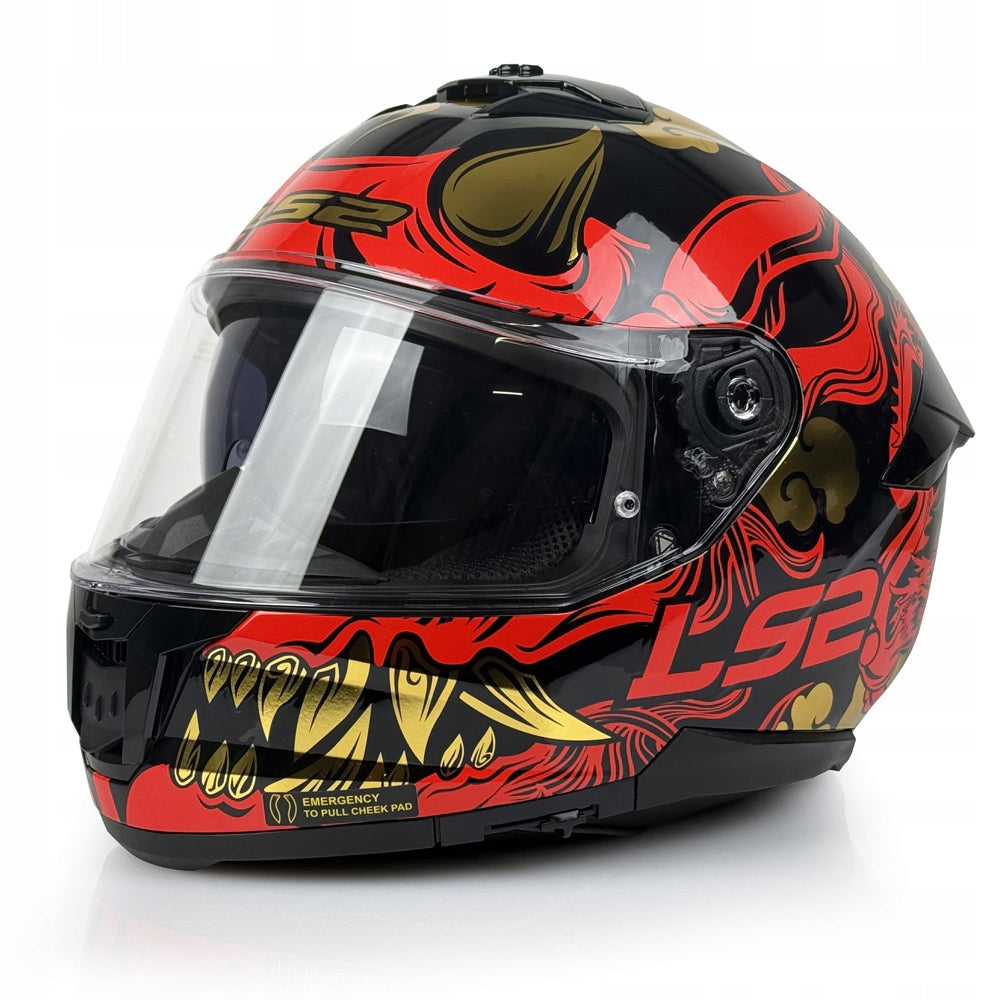 LS2 INTEGRAL HELMET FF808 STREAM II DRAKO BLACK RED XL Size XL