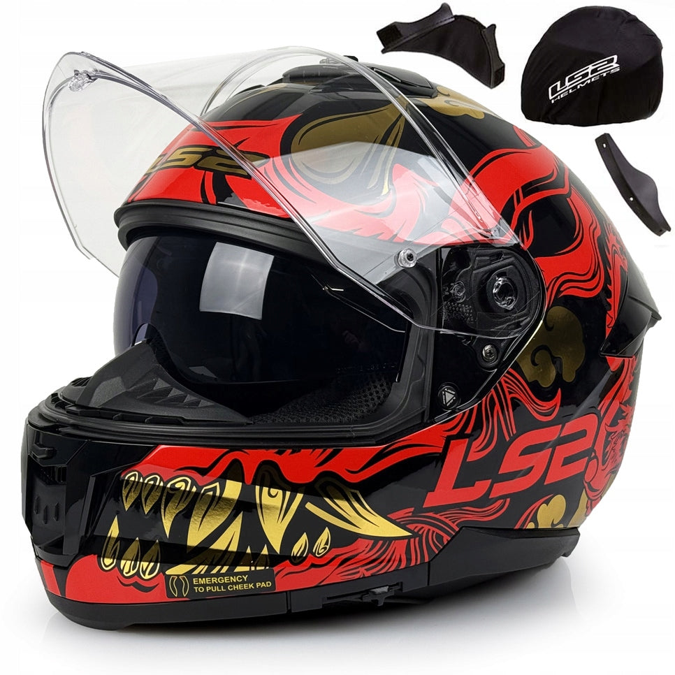 LS2 INTEGRAL HELMET FF808 STREAM II DRAKO BLACK RED XL