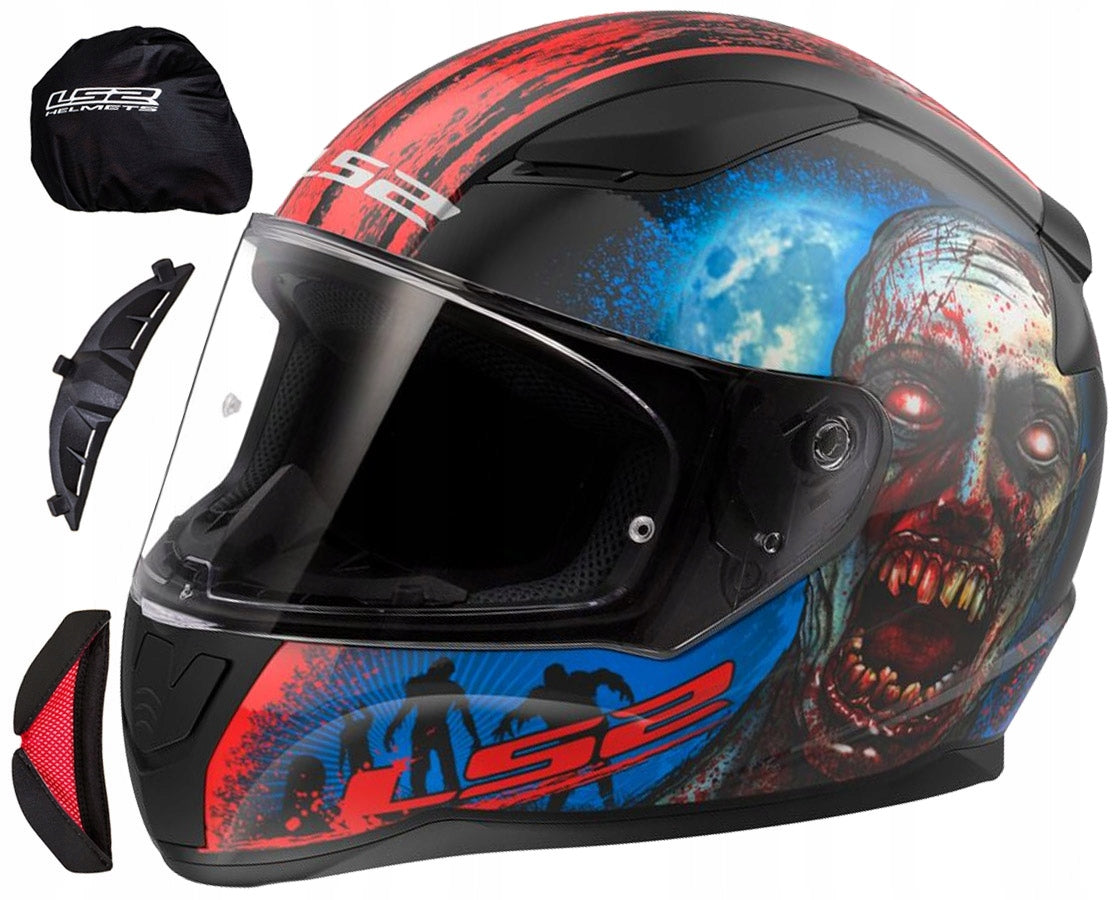 LS2 INTEGRAL MOTORCYCLE HELMET FF353 RAPID II ZOMBIE BLACK RED L
