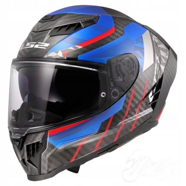 LS2 INTEGRAL MOTORCYCLE HELMET WITH BLEND FF807 DRAGON TRAX BLUE RED L