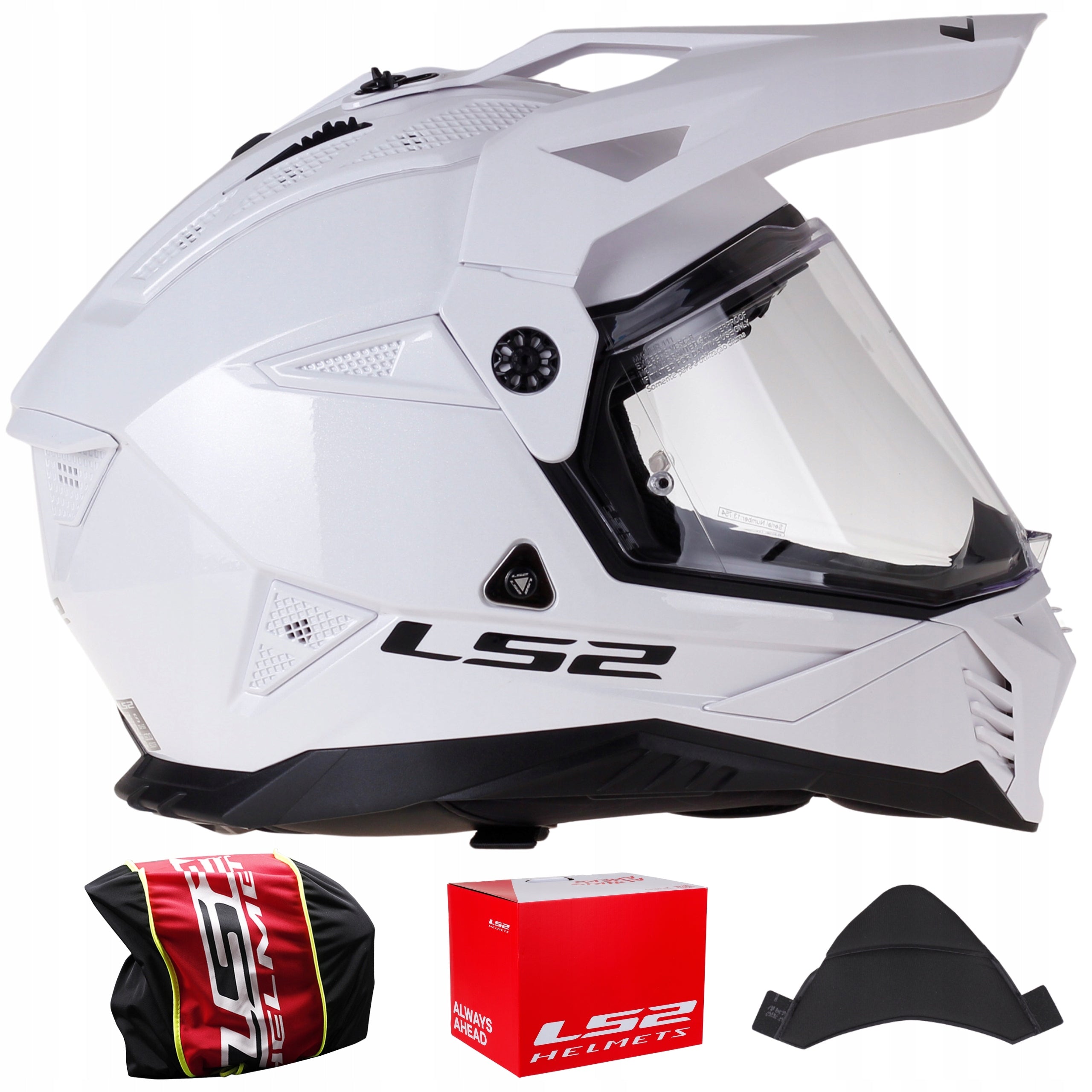 LS2 MOTORCYCLE HELMET ADVENTURE CROSS/ENDURO MX702 PIONEER II WHITE M