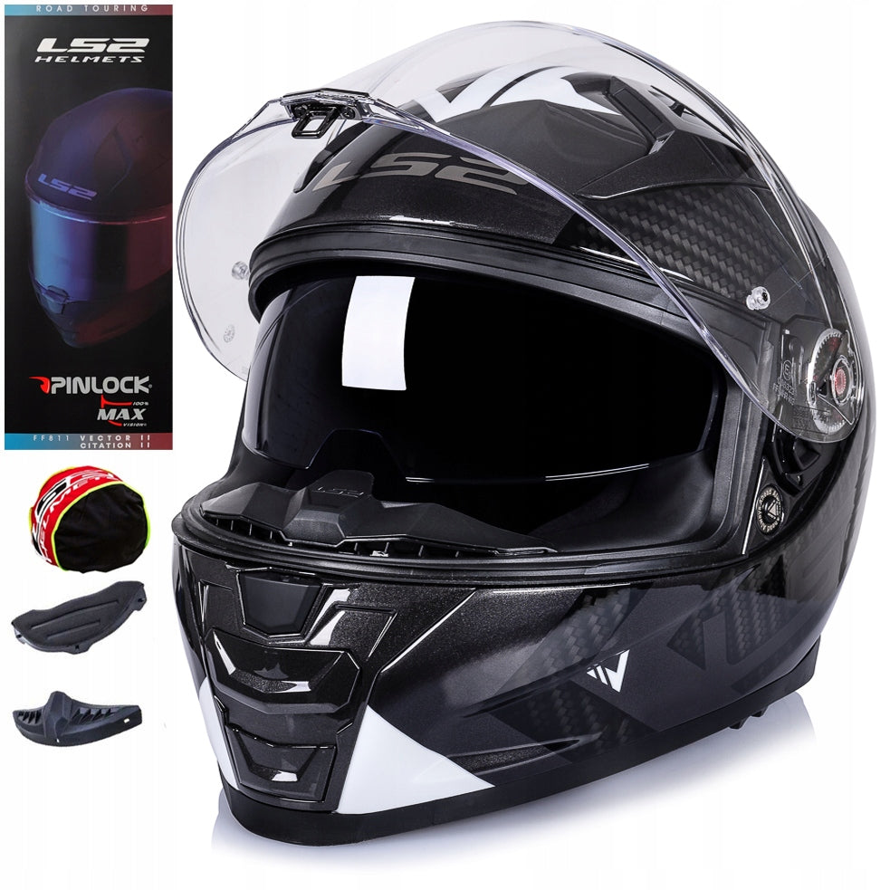 LS2 MOTORCYCLE HELMET INTEGRAL BLENDA FF811 VECTOR II SPLITTER BLK WHITE L