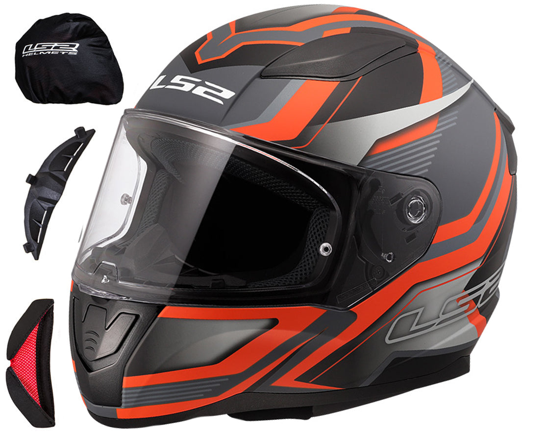 LS2 MOTORCYCLE HELMET INTEGRAL FF353 RAPID II FILTZ MAT ORANGE GREY M
