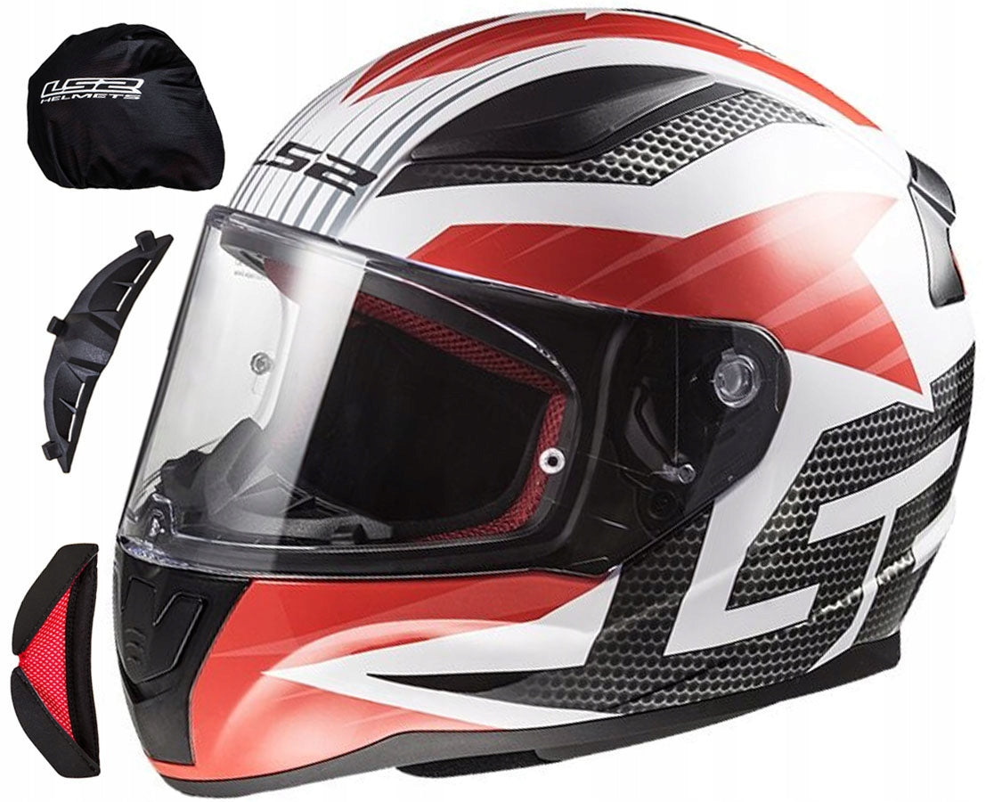 LS2 MOTORCYCLE HELMET INTEGRAL FF353 RAPID II GRID WHITE RED M
