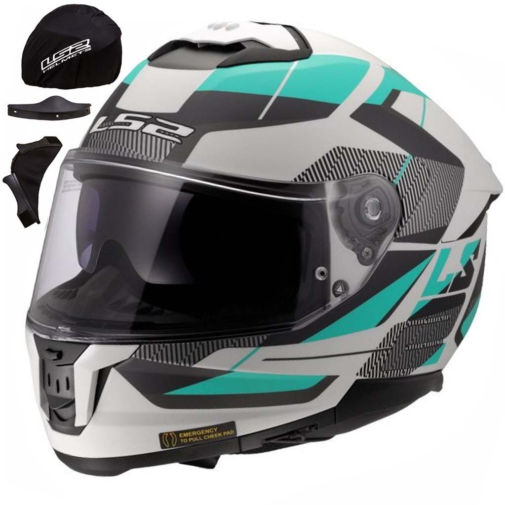 LS2 MOTORCYCLE HELMET INTEGRAL FF808 STREAM II ROAD MATT CYAN GREY 3XL