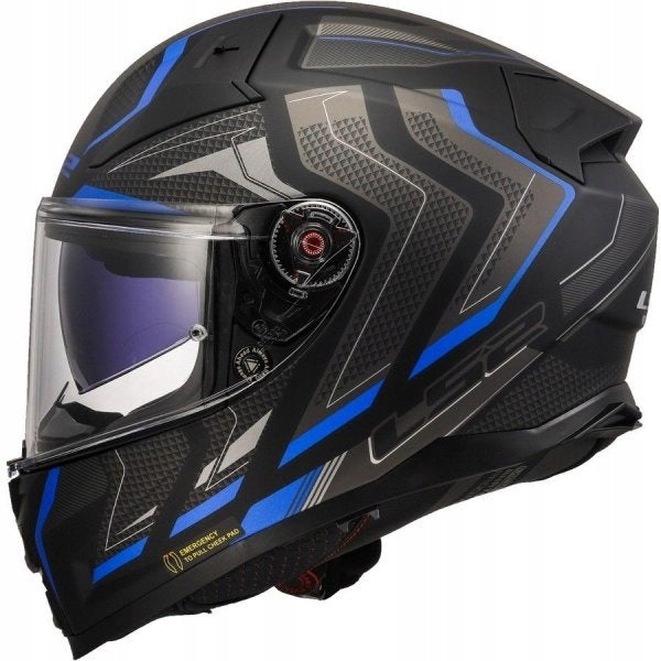 LS2 MOTORCYCLE HELMET INTEGRAL FF811 VECTOR II ALIZER MAT BLACK BLUE XL Size XL