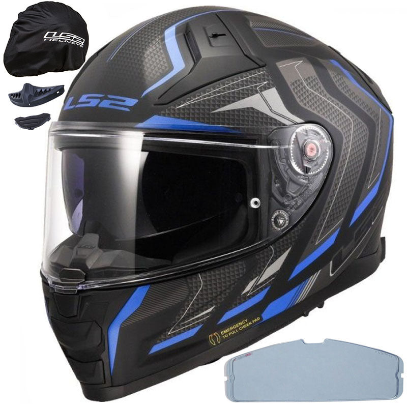 LS2 MOTORCYCLE HELMET INTEGRAL FF811 VECTOR II ALIZER MAT BLACK BLUE XL
