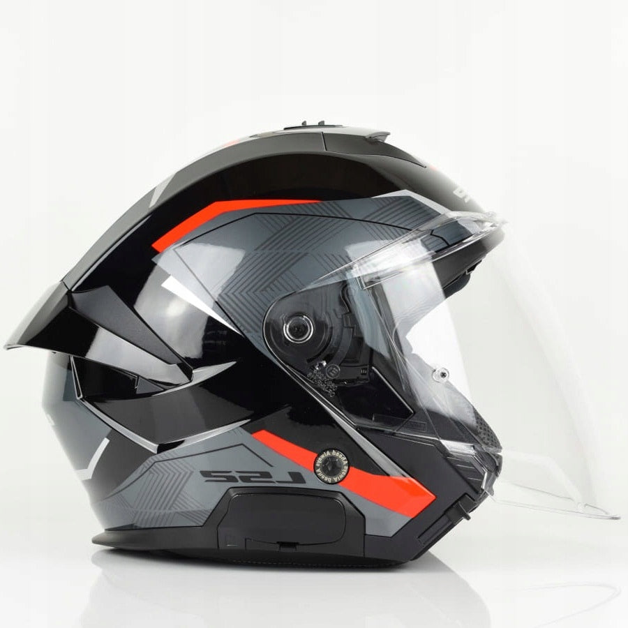 LS2 MOTORCYCLE HELMET OPEN OF618 VERSO II SOLID BLACK RED MAT M Manufacturer LS2
