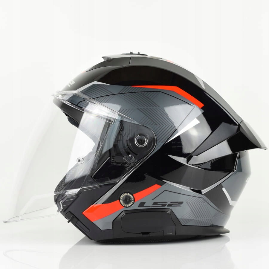 LS2 MOTORCYCLE HELMET OPEN OF618 VERSO II SOLID BLACK RED MAT M Packaging status original