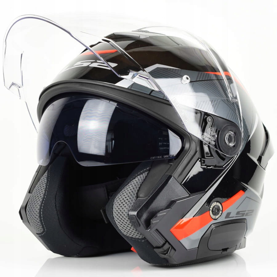 LS2 MOTORCYCLE HELMET OPEN OF618 VERSO II SOLID BLACK RED MAT M