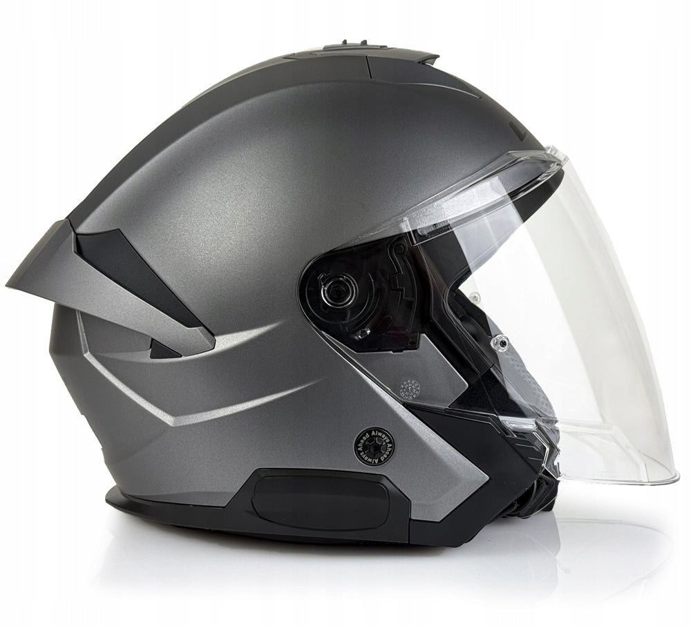 LS2 MOTORCYCLE HELMET OPEN WITH GLASS OF618 VERSO II SOLID MAT TITANIUM S Size S