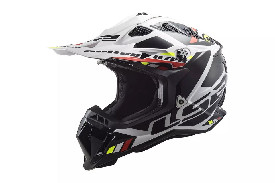 LS2 MX470 Subverter Stomp White Black Cross Helmet, size 3XL