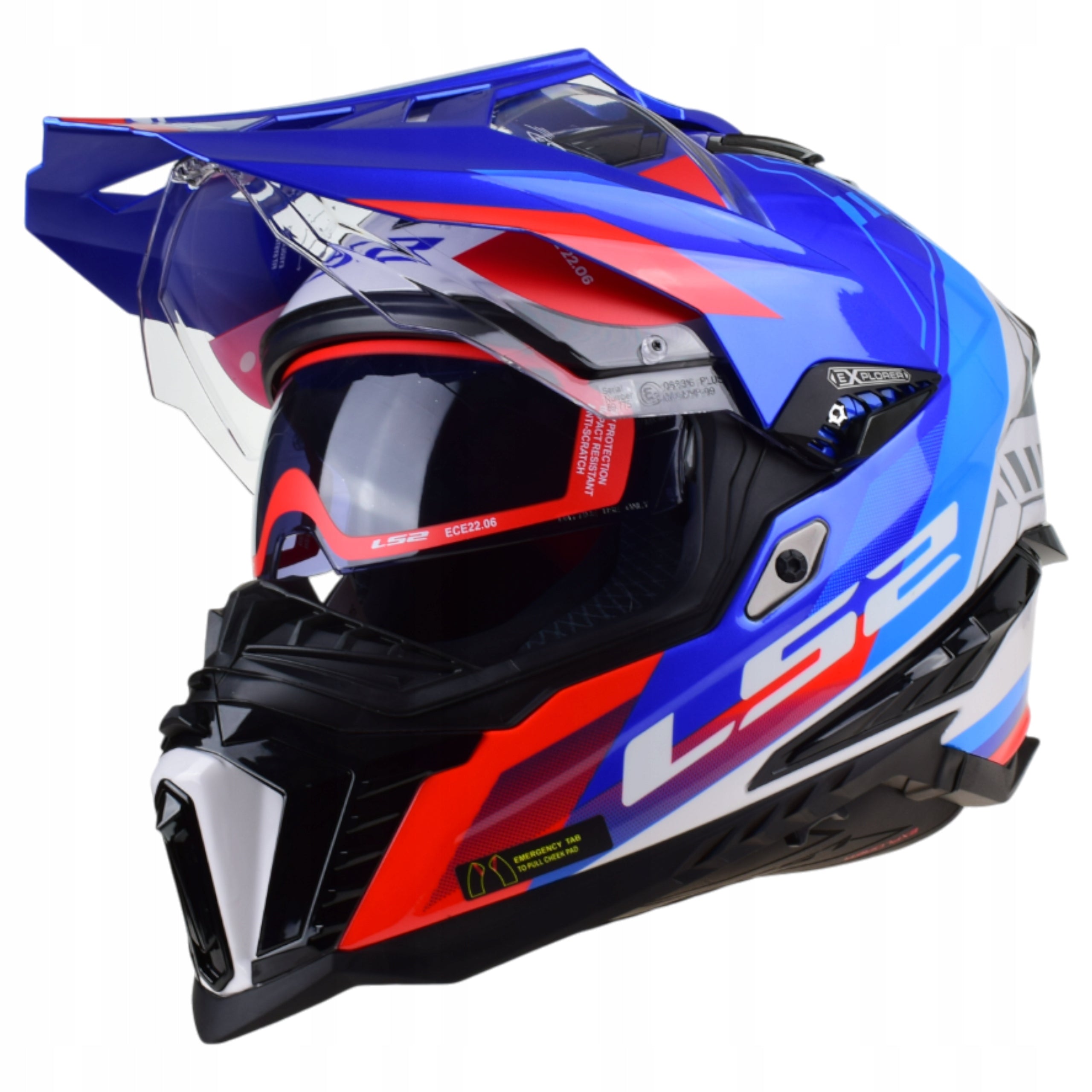 LS2 MX701 EXPLORER HEXA White Blue Red HELMET for BMW ADNETURE ATV r.L fans Manufacturer LS2