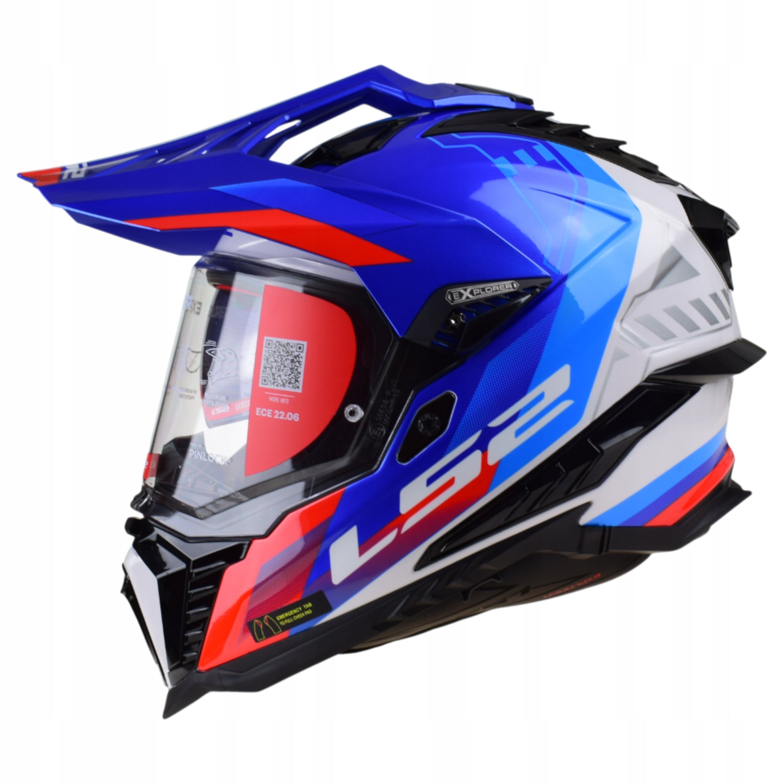 LS2 MX701 EXPLORER HEXA White Blue Red HELMET for BMW ADNETURE ATV r.L fans Packaging status original