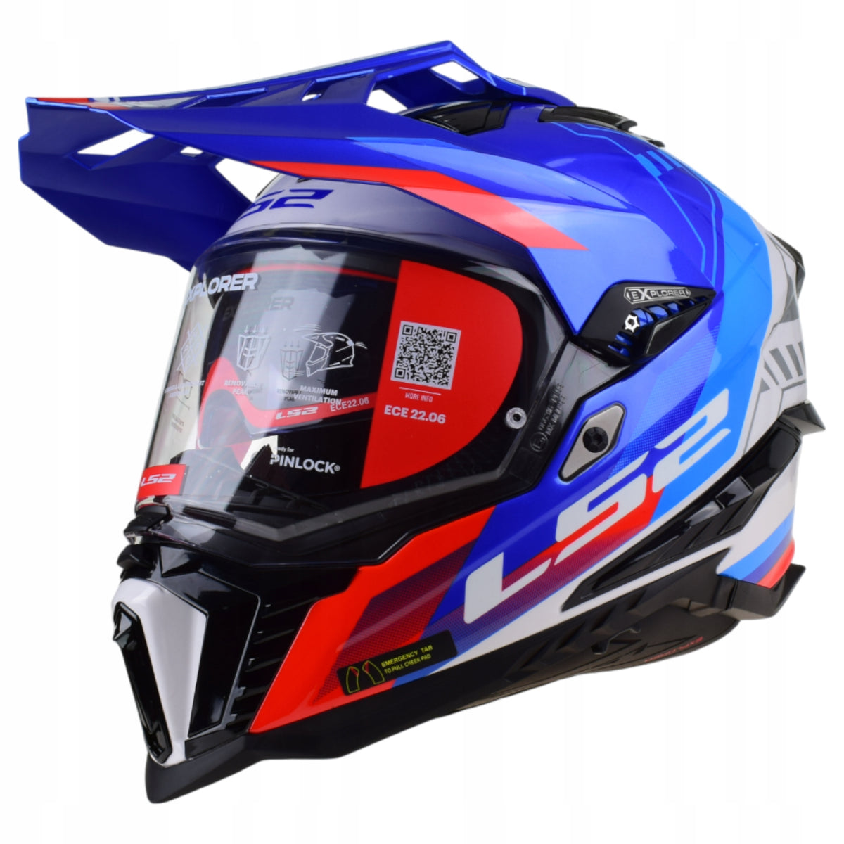 LS2 MX701 EXPLORER HEXA White Blue Red HELMET for BMW ADNETURE ATV r.L fans