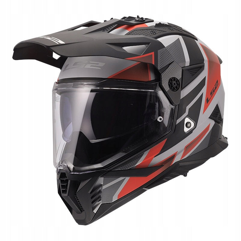 LS2 MX702 PIONEER II BLOCK GRAY RED enduro cross off-road helmet M