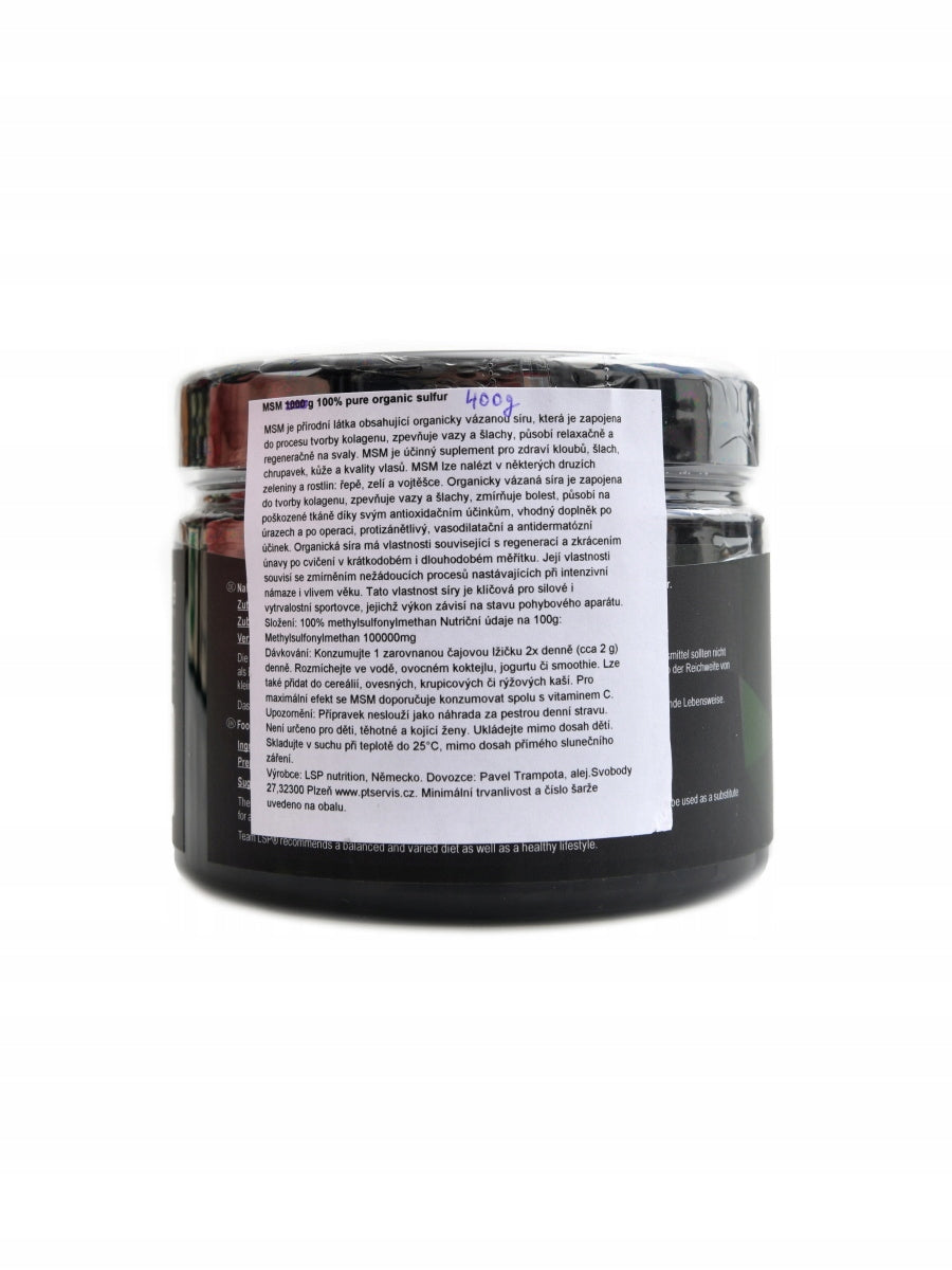 LSP nutrition MSM 400 g 100% pure organic sulfur Manufacturer code 4260283686612