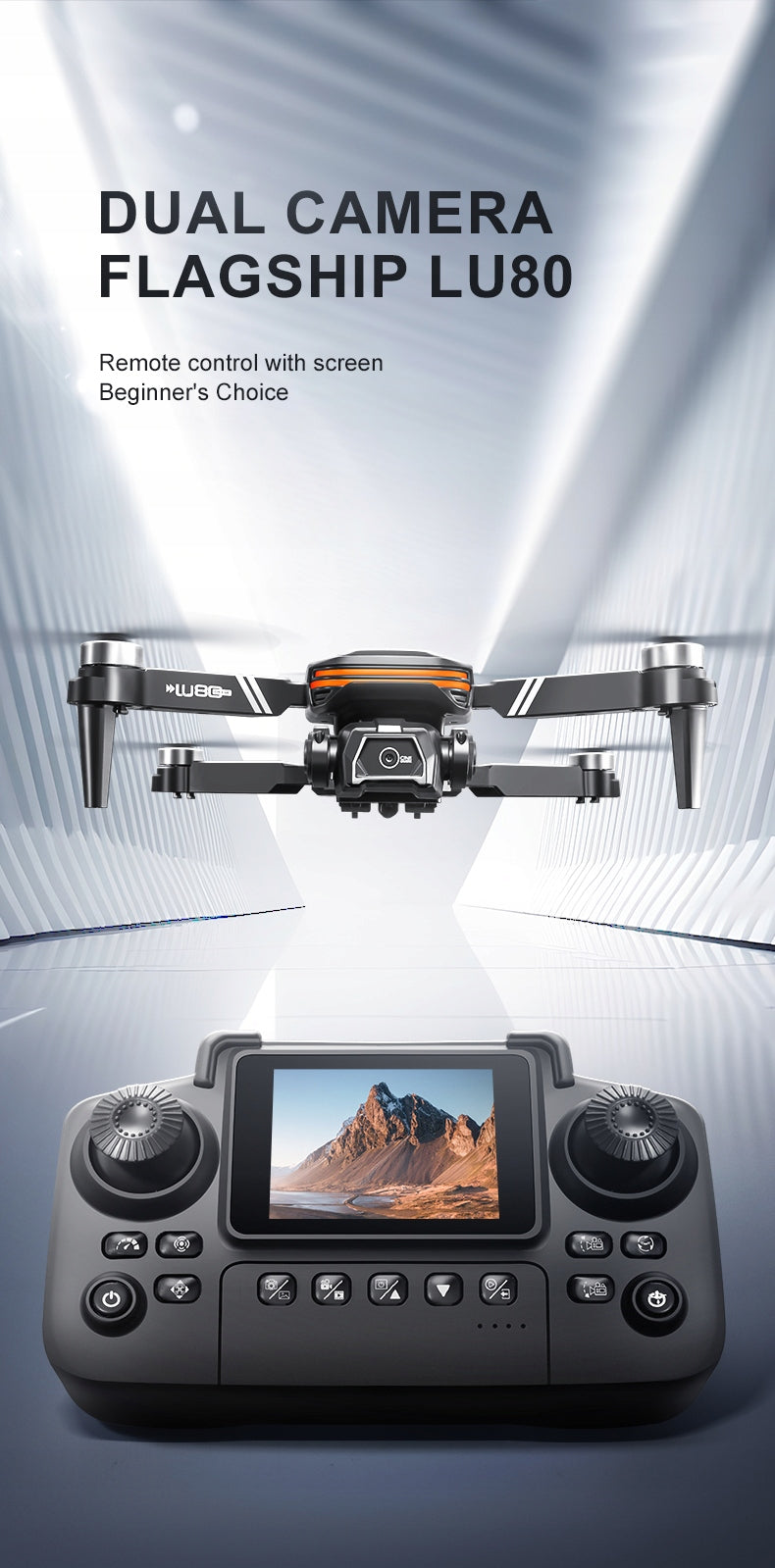 LU80 Screen Remote Drone: 4-Way Obstacle Avoidance & Dual Cameras Packaging status original