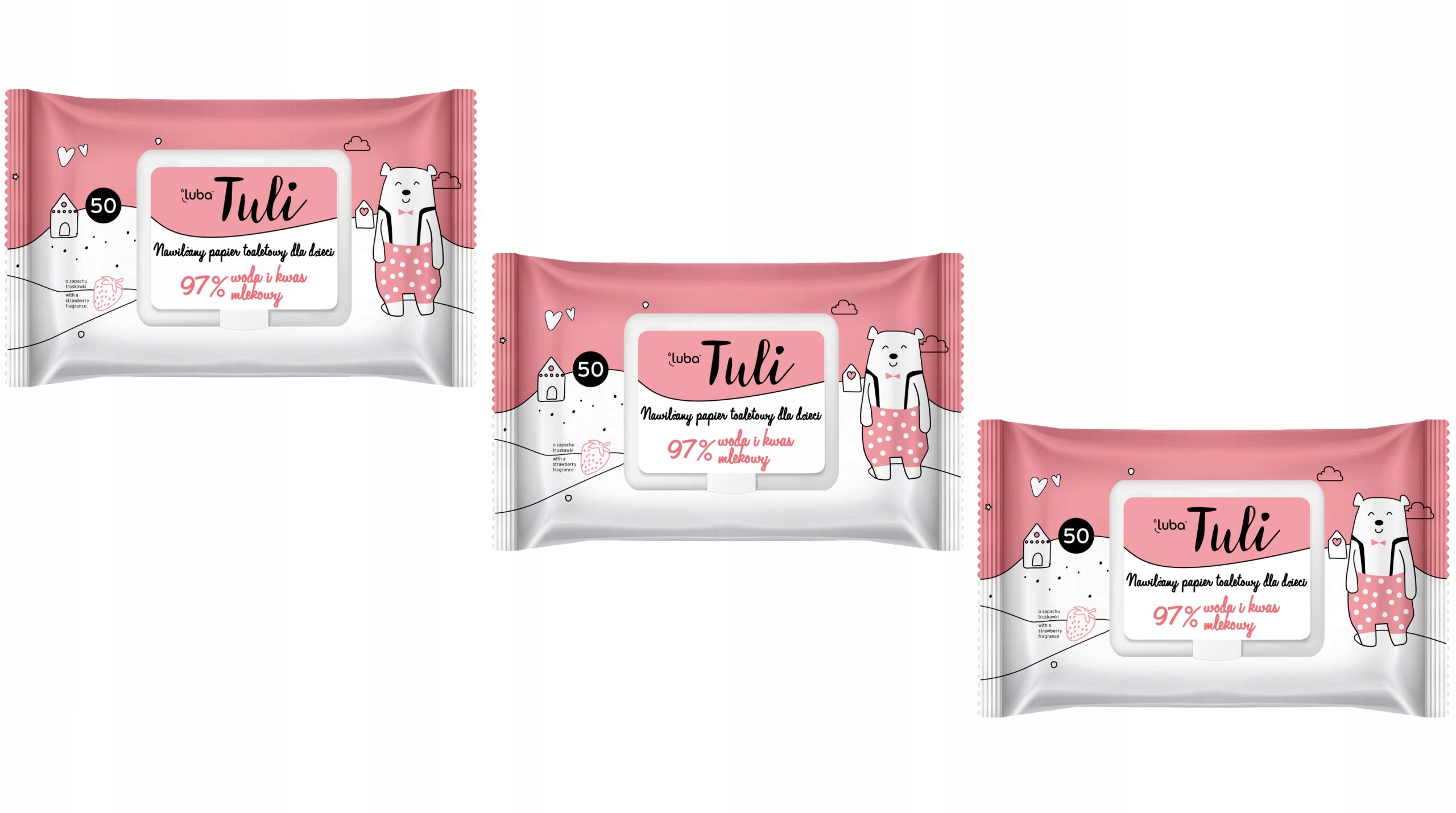 LUBA MOISTURIZED TOILET PAPER SCENTED STRAWBERRY 3x50pcs
