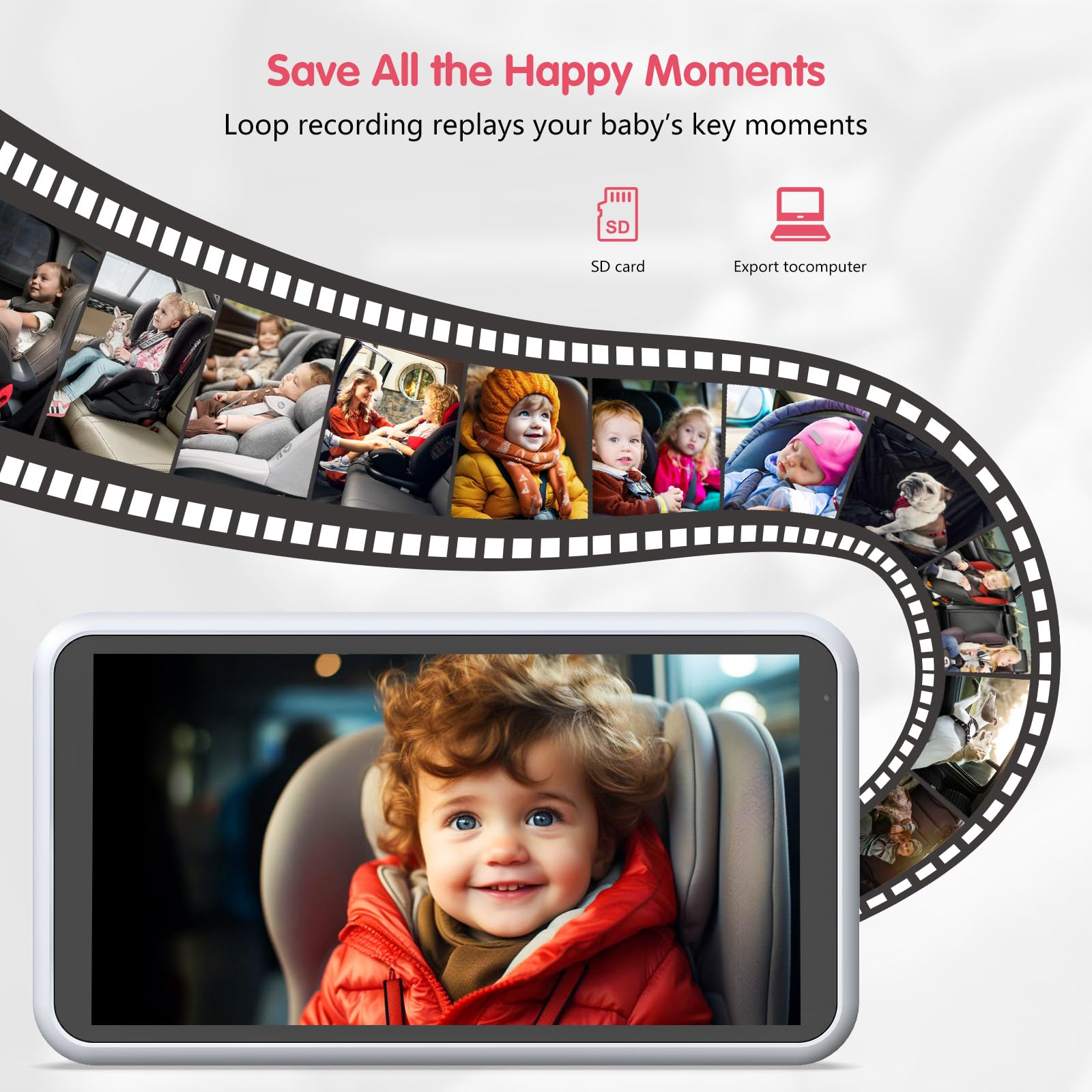 LUCKVIEW Kids Car Camera HD 1080P 360° 5.2'' Display Packaging status original