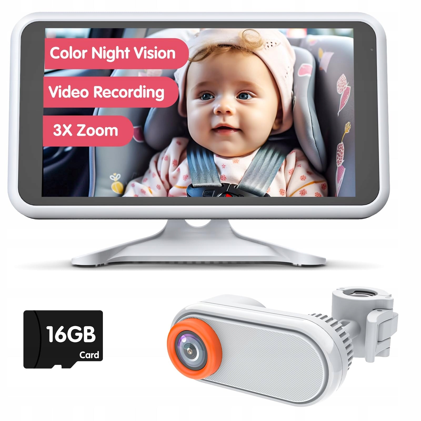 LUCKVIEW Kids Car Camera HD 1080P 360° 5.2'' Display