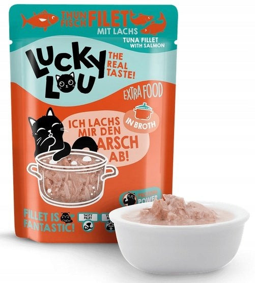 LUCKY LOU EXTRAFOOD CAT FOOD DELICACY TUNA SALMON IN SAUCE 70g