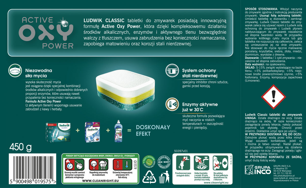 LUDWIK Classic Dishwasher Tablets 25pcs for Kitchen Brand Ludwik