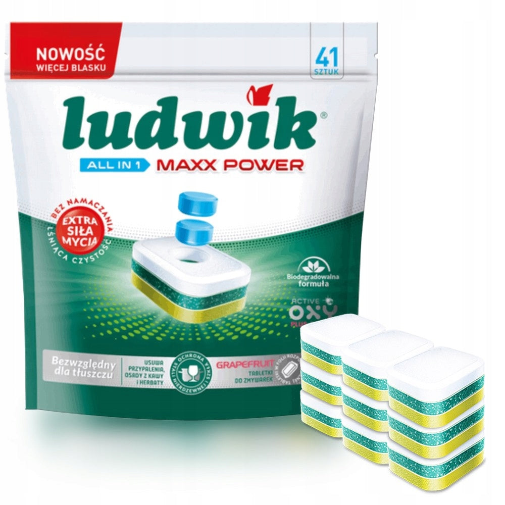 LUDWIK Max Power DISHWASHER TABLETS All-in-One GRAPE doypack 41 Pack