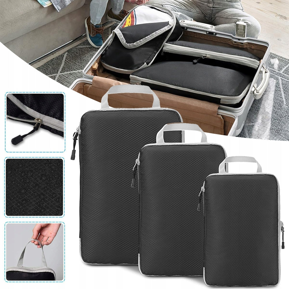LUGGAGE ORGANIZER 3 PCS COMPRESSION PACK TRAVEL SUITCASE ORGANIZER