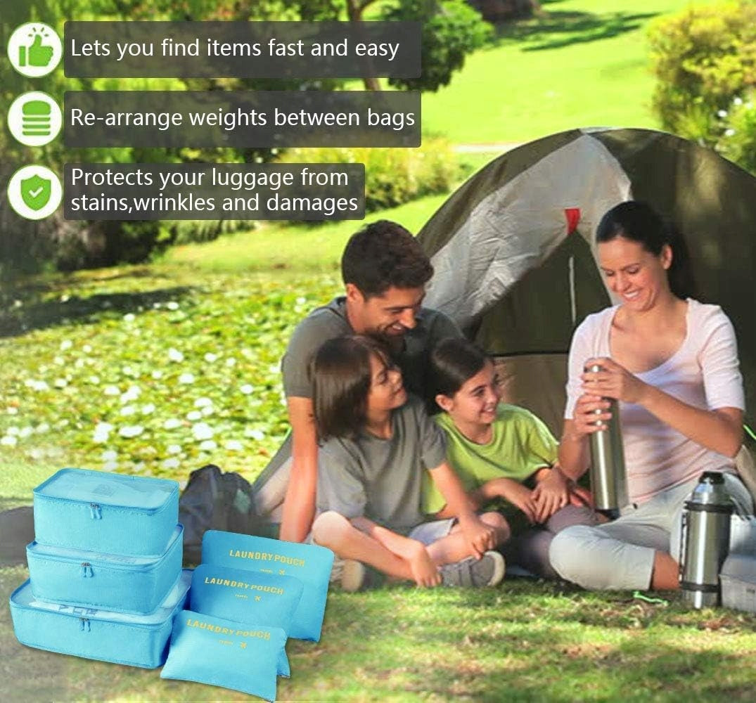 LUGGAGE PACKING SUITCASE ORGANIZER 8 PIECES Color blue