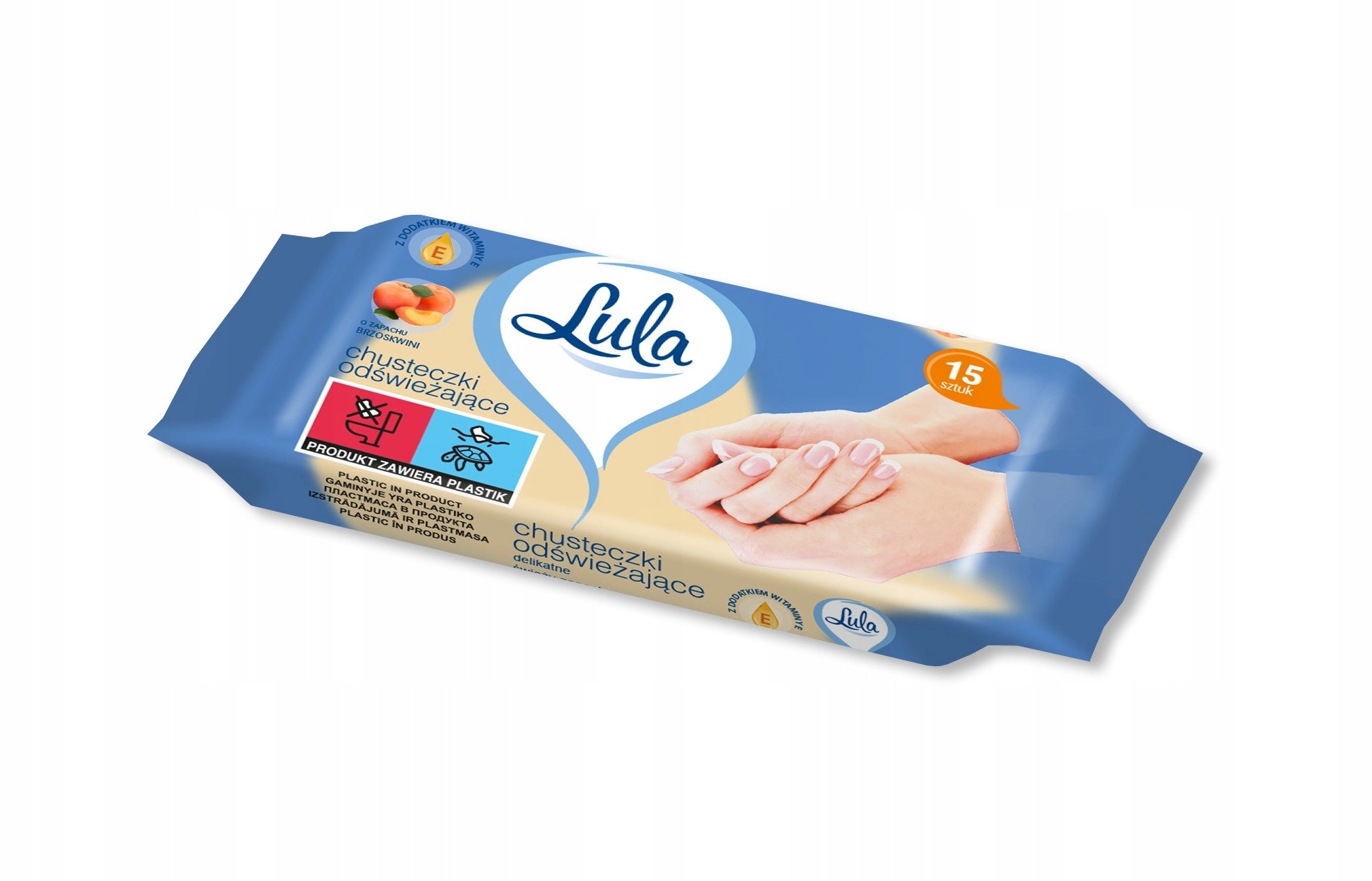 LULA Refreshing wipes delicate with wit E with peach scent 15 pcs