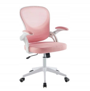 LUMA swivel chair pink with adjustable armrests and white base Brand Aropos1