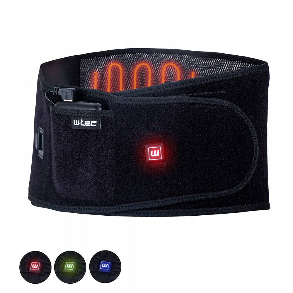 LUMBAR BACK HEATING BELT W-TEC HEATBELT S-XL HEATED FOR USB PAIN