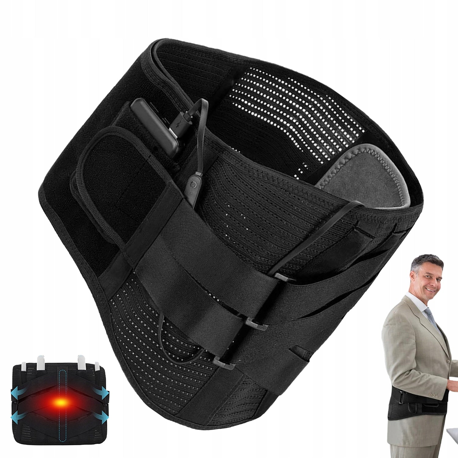 LUMBAR CROSS BELT ADJUSTABLE HEATING FOR PAIN RELIEF