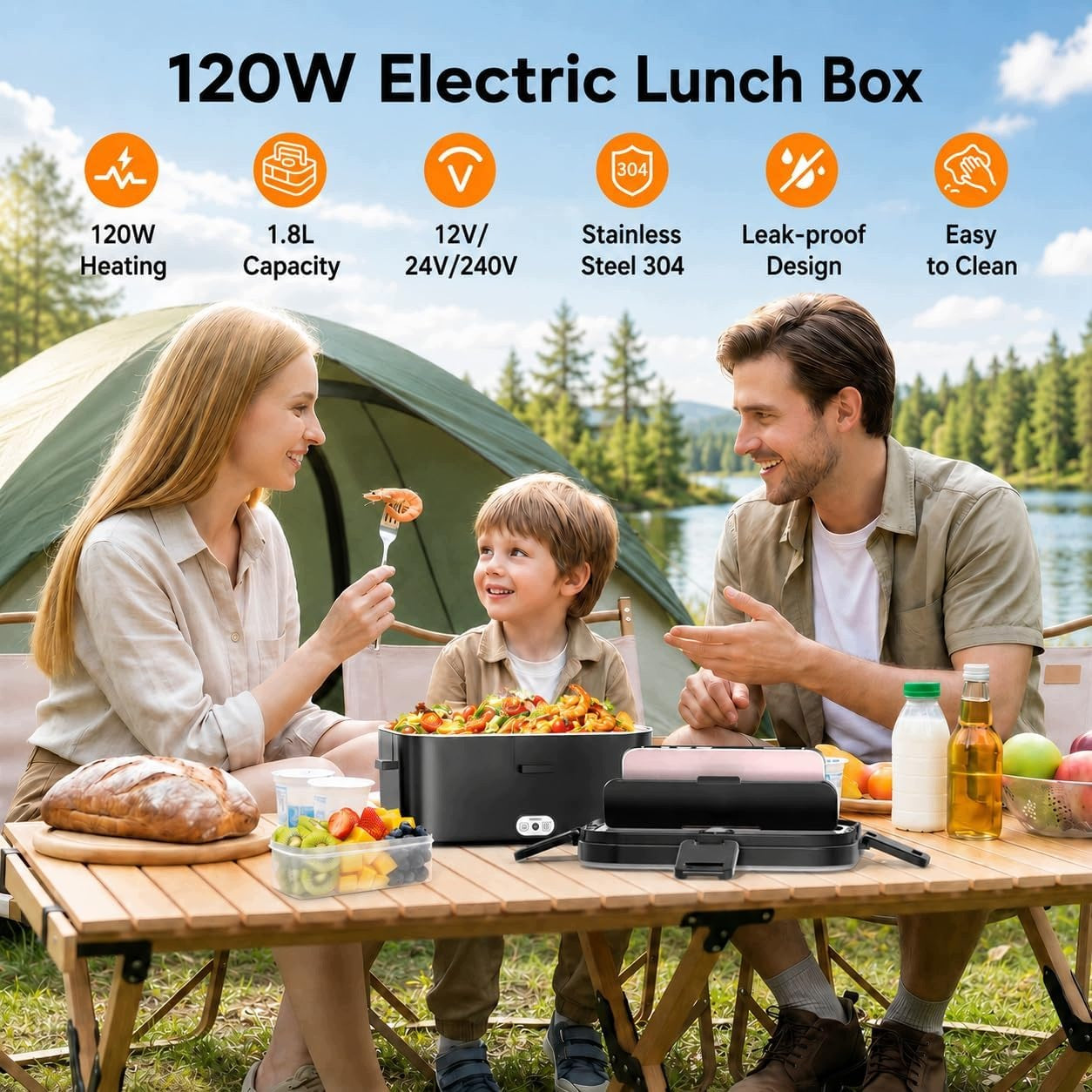 LUNCH BOX ELECTRIC 120W 1.8L HEATER 12V/24V/240V Dominant color black