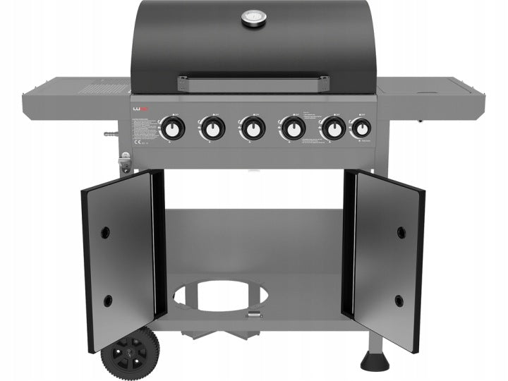 LUND GARDEN GAS GRILL 5+1 COVER SIDE BURNER CAST IRON GRATE 70x42CM Grill height 11.2 cm