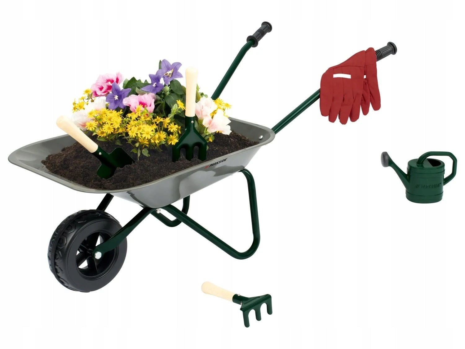 LUPILU PARKSIDE Metal wheelbarrow for children with garden tools, 7 el. Brand no brand