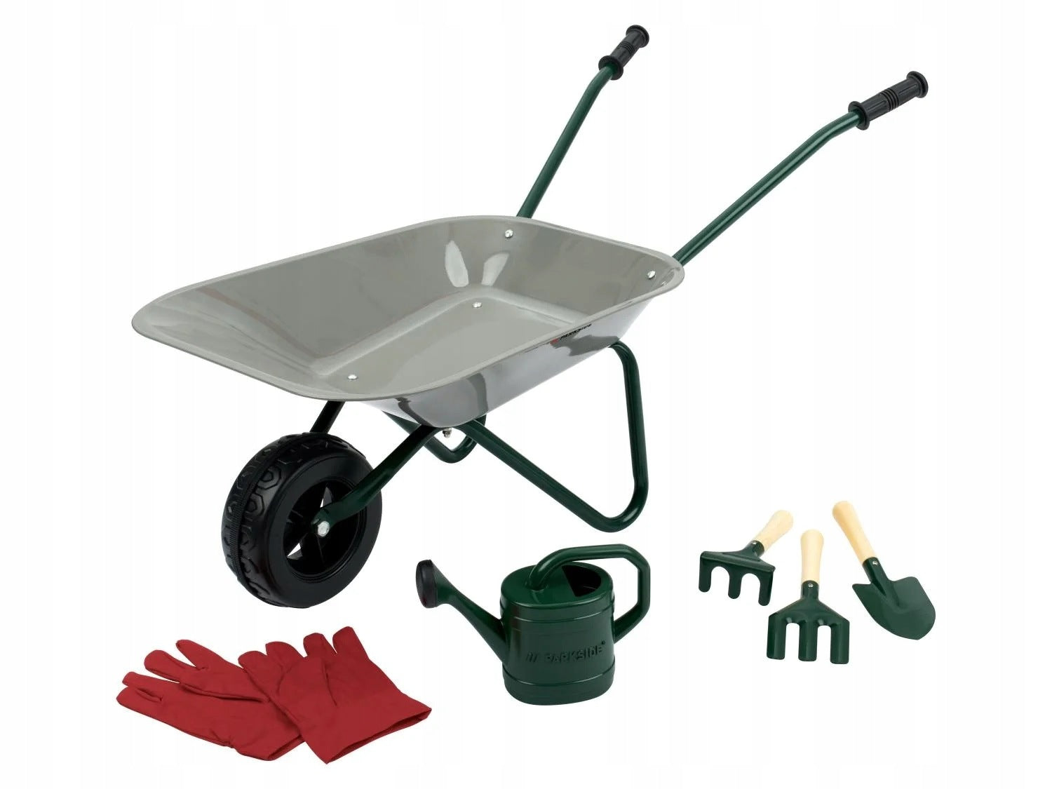 LUPILU PARKSIDE Metal wheelbarrow for children with garden tools, 7 el.