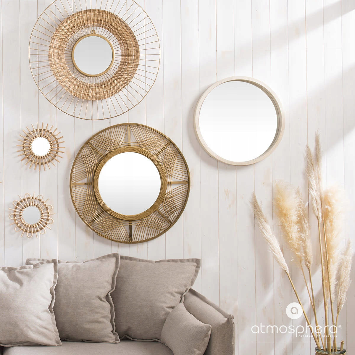 Atmosphera Wandspiegel, beige 
