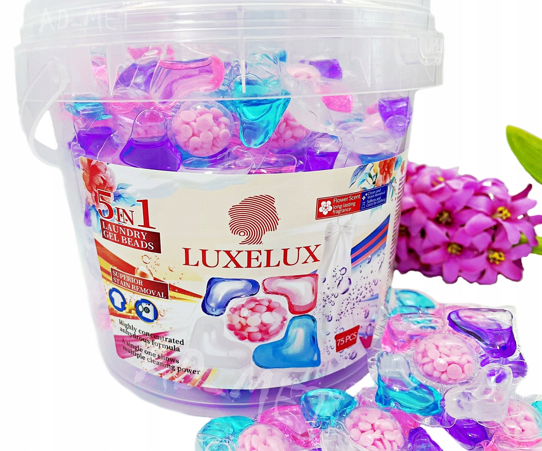 LUXELUX Scented Gel Washing Capsules 5in1 Bucket 75 Pack