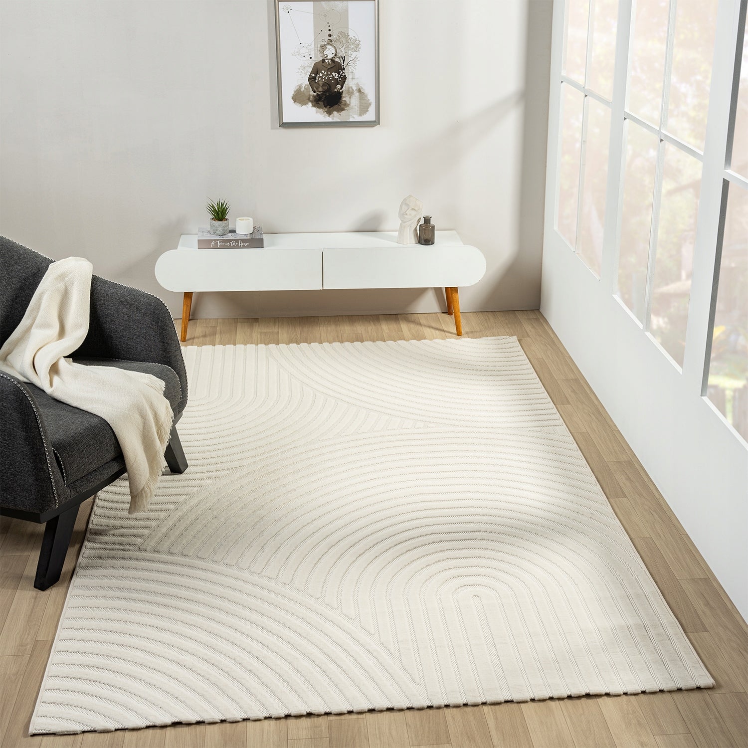 LUXURY CARPET 160x230 CM PERFECT FOR ANY INTERIOR CAMPINO 220 CREME Length 230 cm