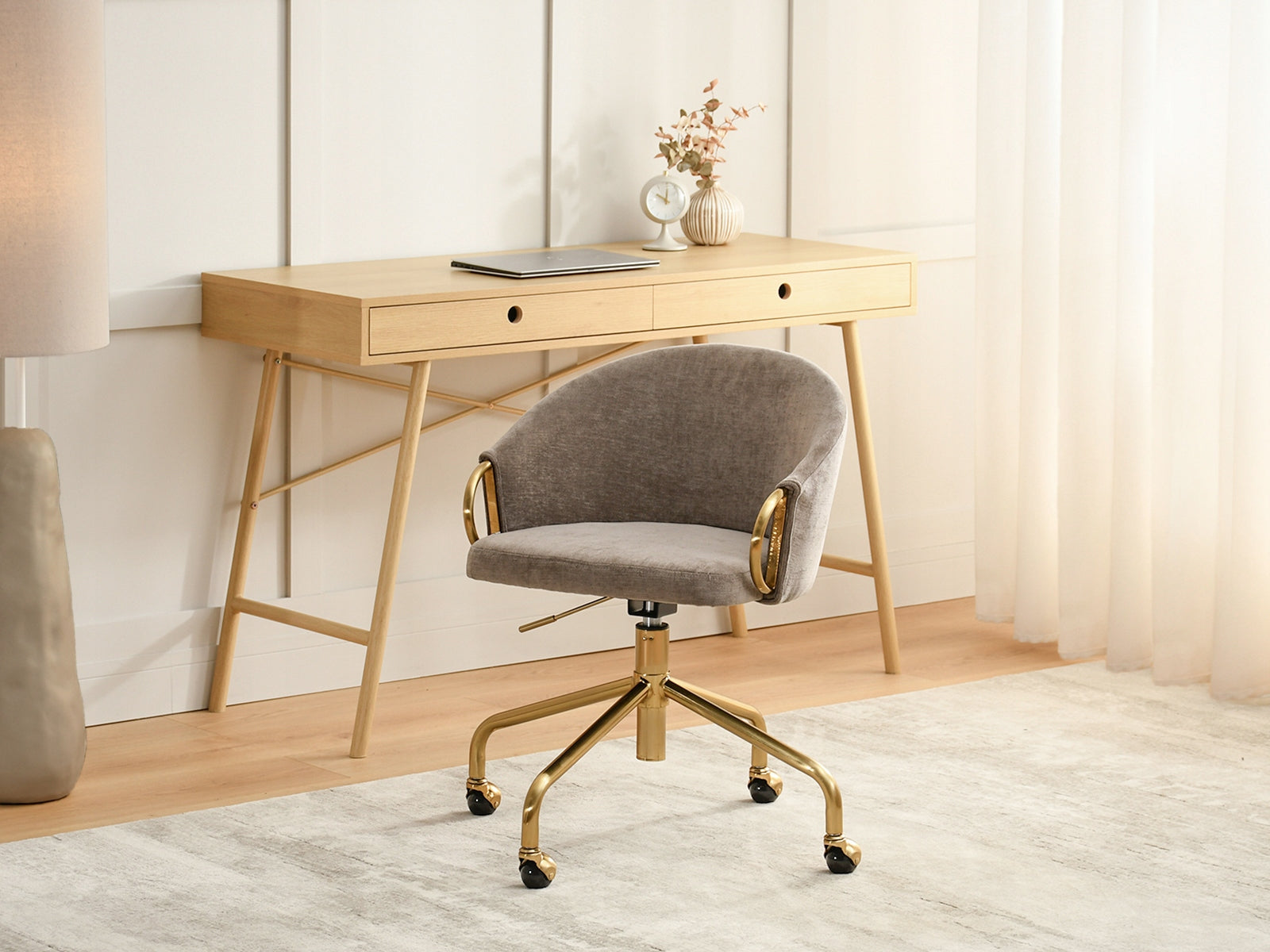 LUXURY OFFICE CHAIR SOFT BACKREST COMFORTABLE CLARA SAND GOLD MATT Brand Mebel-Partner