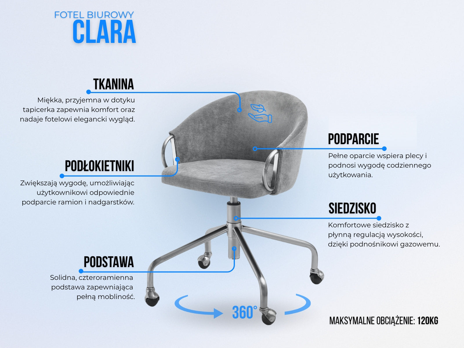 LUXURY OFFICE CHAIR SOFT BACKREST COMFORTABLE CLARA SAND GOLD MATT Manufacturer code 5907698682844